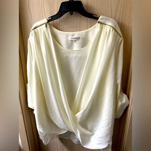 Calvin Klein Plus 3/4 Roll Up Sleeve Crossover Drape Front Blouse-Size 2X